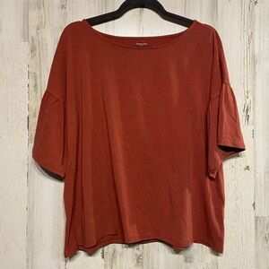 Garnet Hill Rust Red Relaxed Short Sleeve Top